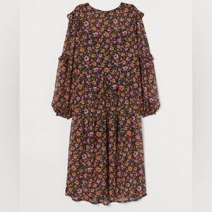 H&M Ruffled Trim Floral Midi Dress